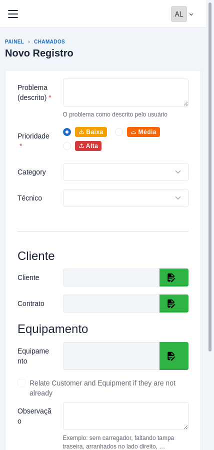 Layout responsivo para dispositivos móveis